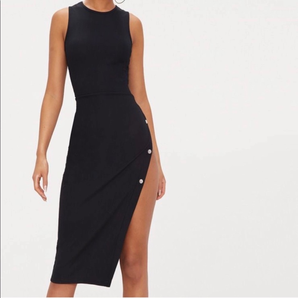Pretty Little Thing Ribbed Button Slit Dress - Picture 1 of 6